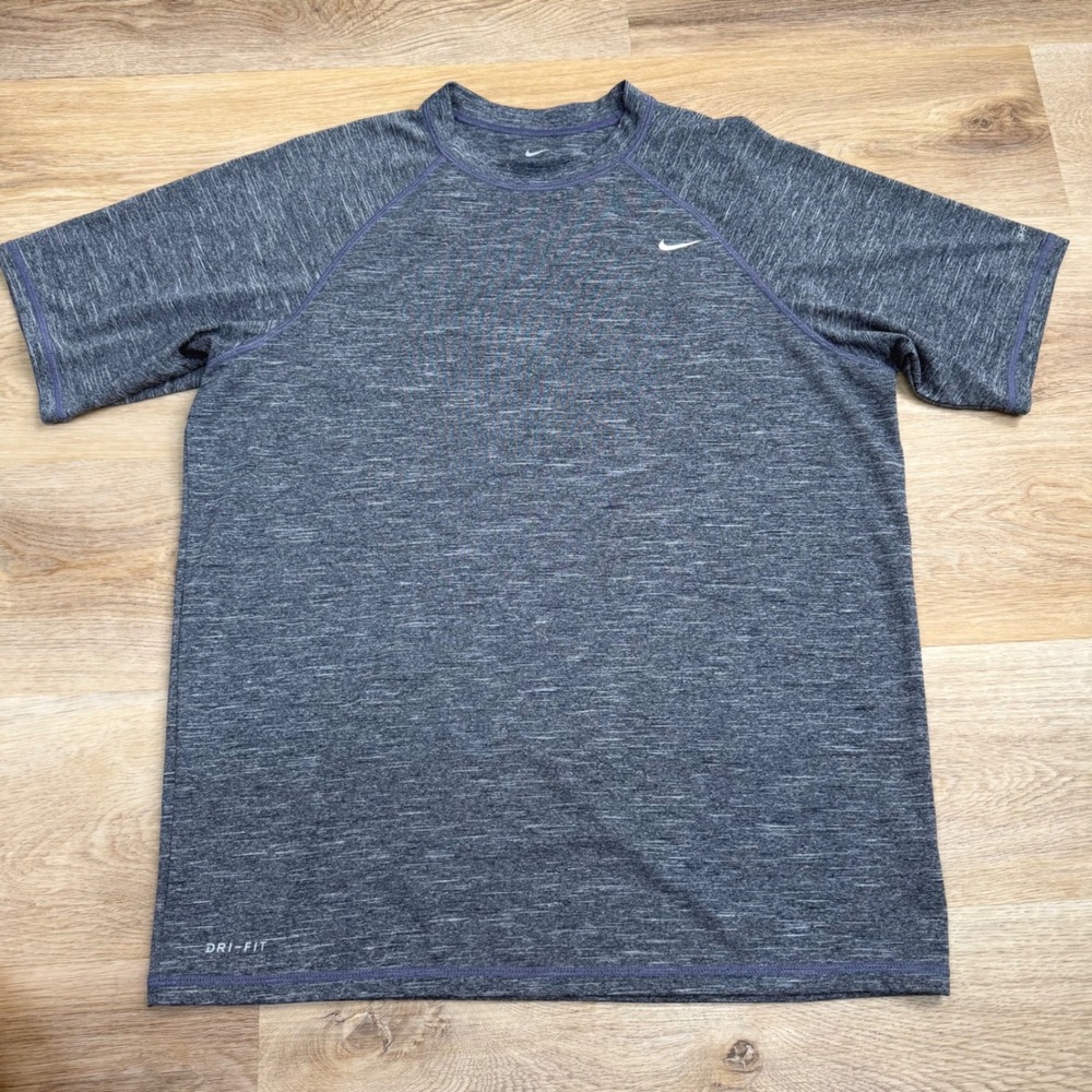 Nike Dri-FIT Space Dye Performance T-Shirt Mens Lg Blue Gym Outdoors Workout
